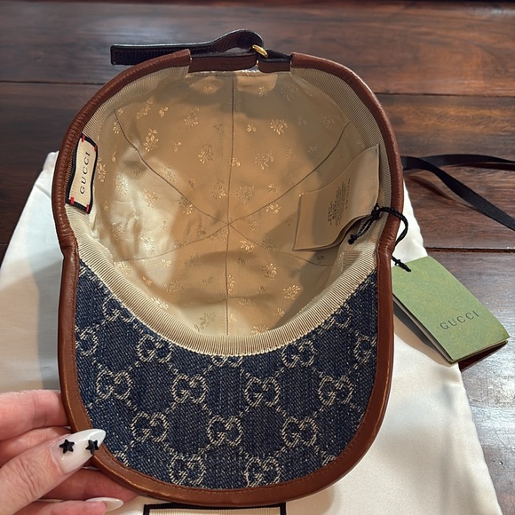 GUCCI Denim/Leather Ophidia Baseball Cap/M main image 12